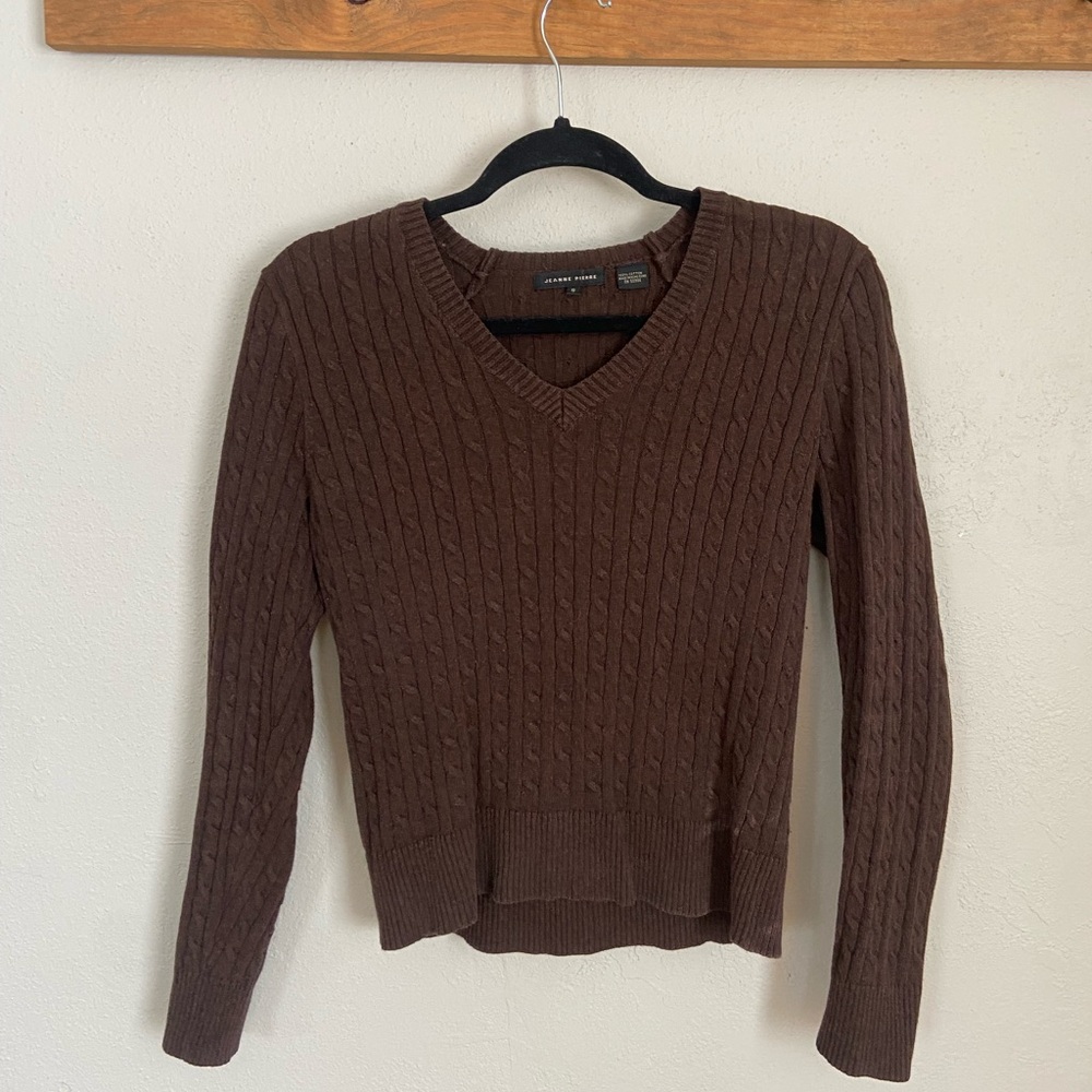 100% Cotton Chocolate V-Neck Sweate